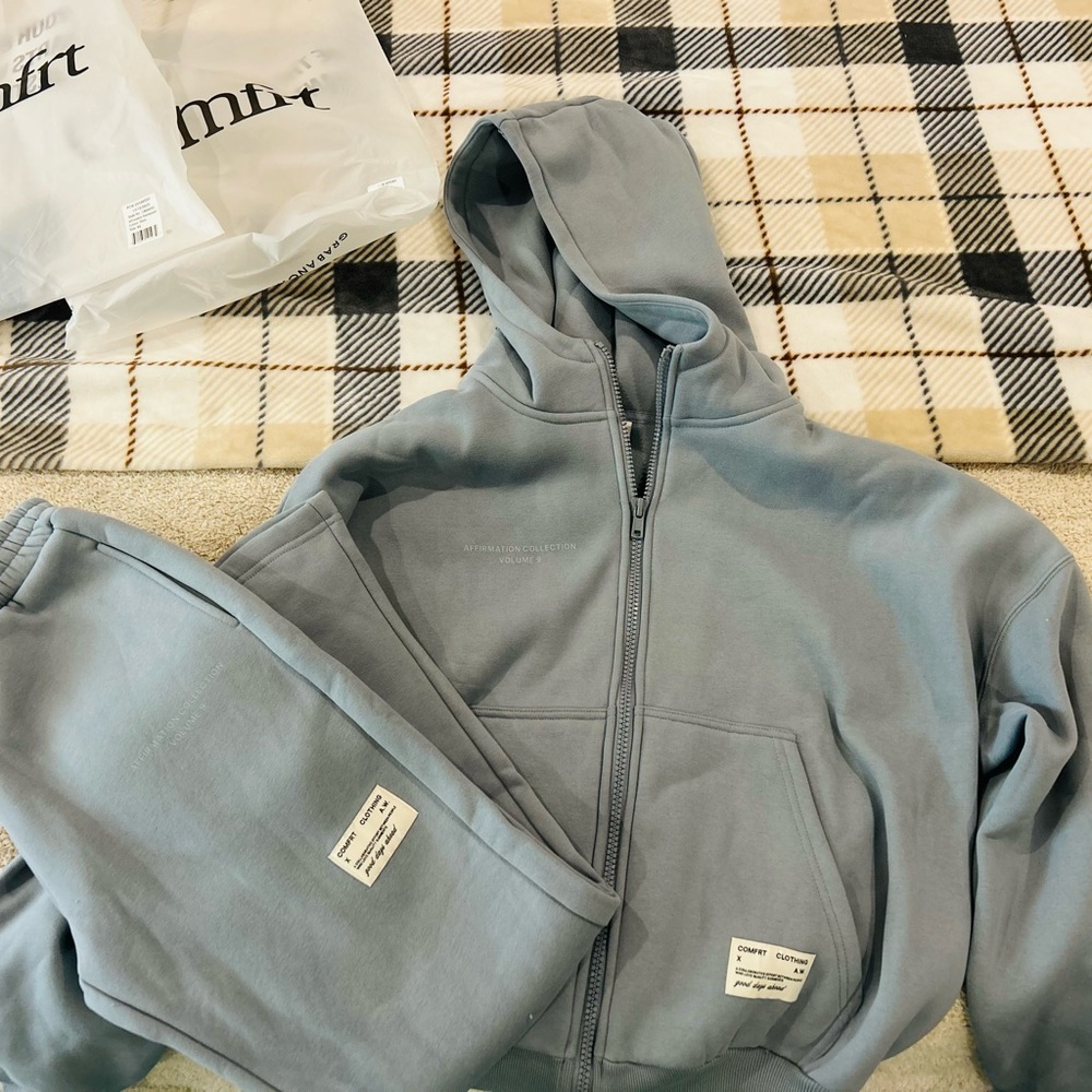 COMFRT Brand Slate Blue Hoodie and Sweatpants Set